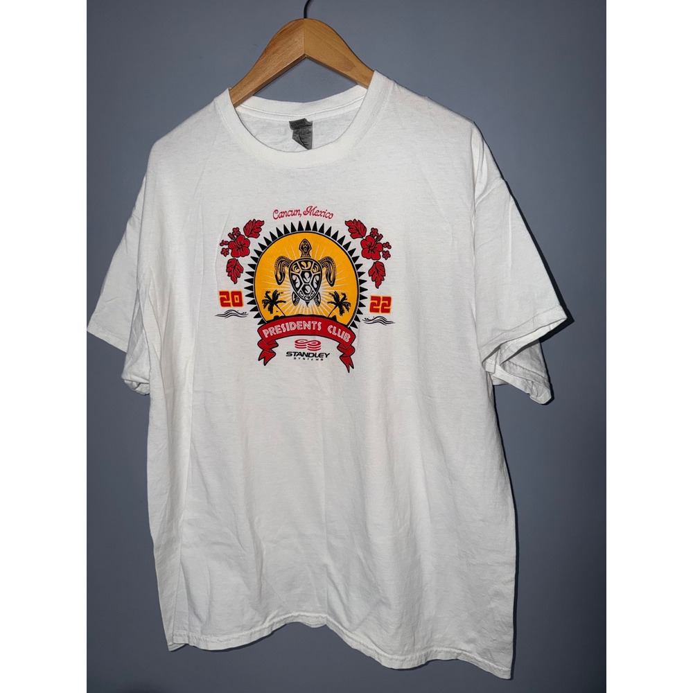 Gildan White Cancun Mexico Standley Systems Presidents Club 2022 Graphic Tee XL